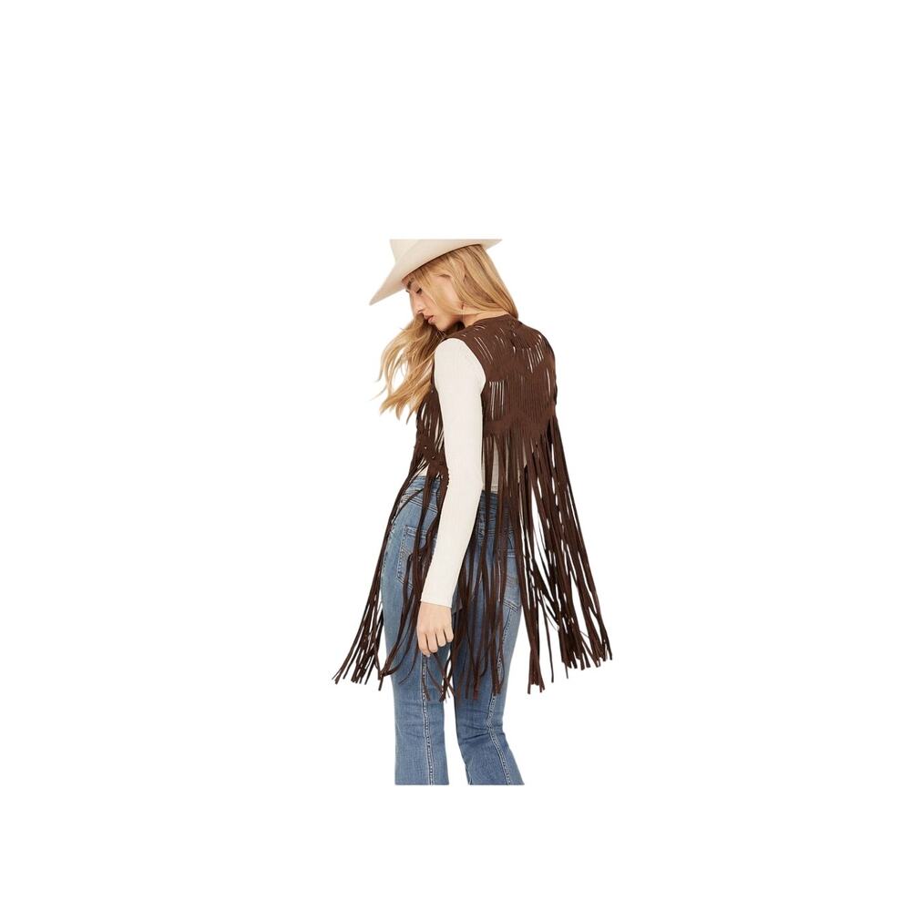 Idyllwind Brown Fringe Beaded Vest size L/XL